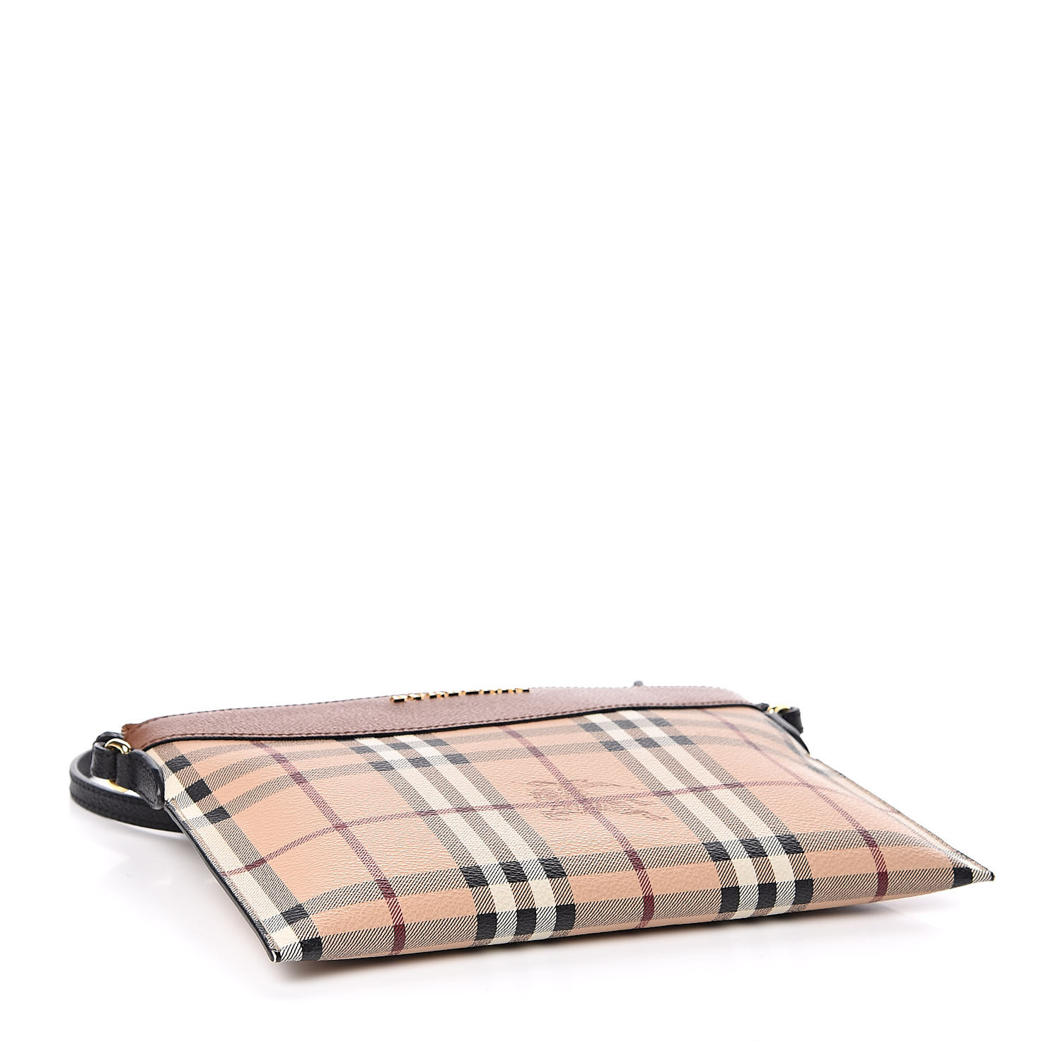 BURBERRY Haymarket Check Peyton Crossbody Clutch Bag Toffee