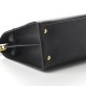 BURBERRY Grainy Calfskin Medium Title Bag Black