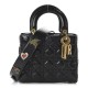 DIOR Crinkled Patent Cannage Small Lucky Badges My Lady Dior Black