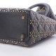 DIOR Calfskin Cannage Studded Medium Supple Lady Dior Black