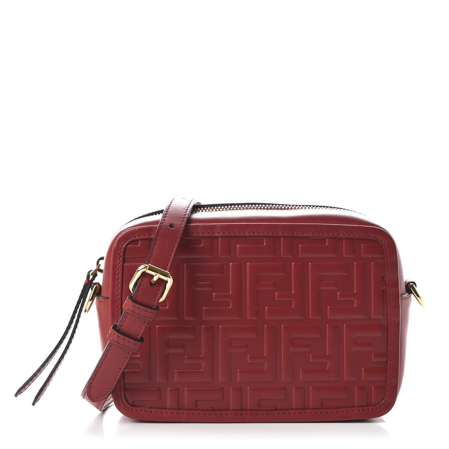 FENDI Vitello FF 1974 Embossed Mini Camera Case Fragola