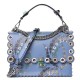 FENDI Calfskin Japanese Blossom Scalloped Studded Kan I Shoulder Bag Nebula