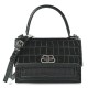 BALENCIAGA Crocodile Embossed Calfskin Sharp XS Top Handle Satchel Forest Green