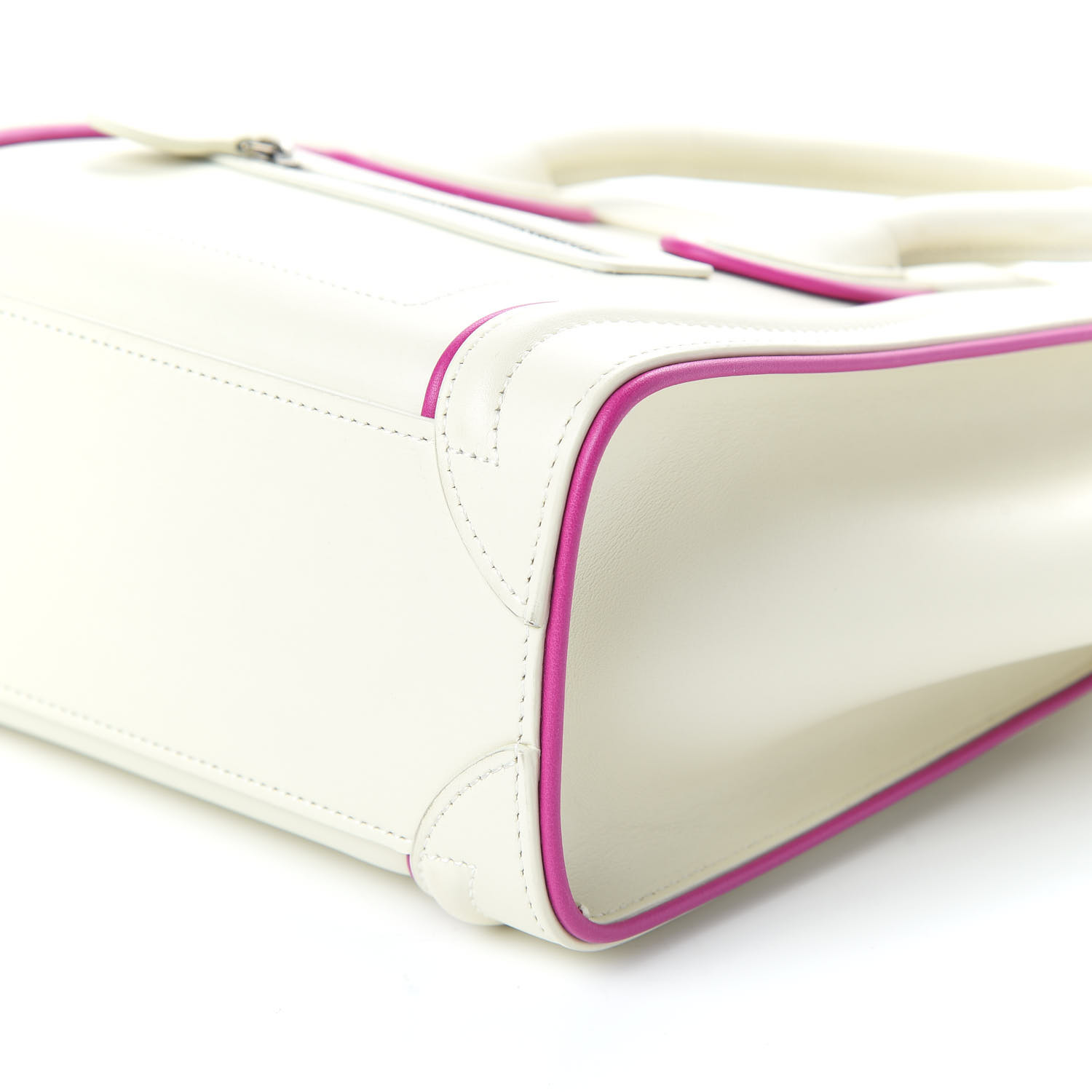 CELINE Smooth Calfskin Nano Luggage White Magenta