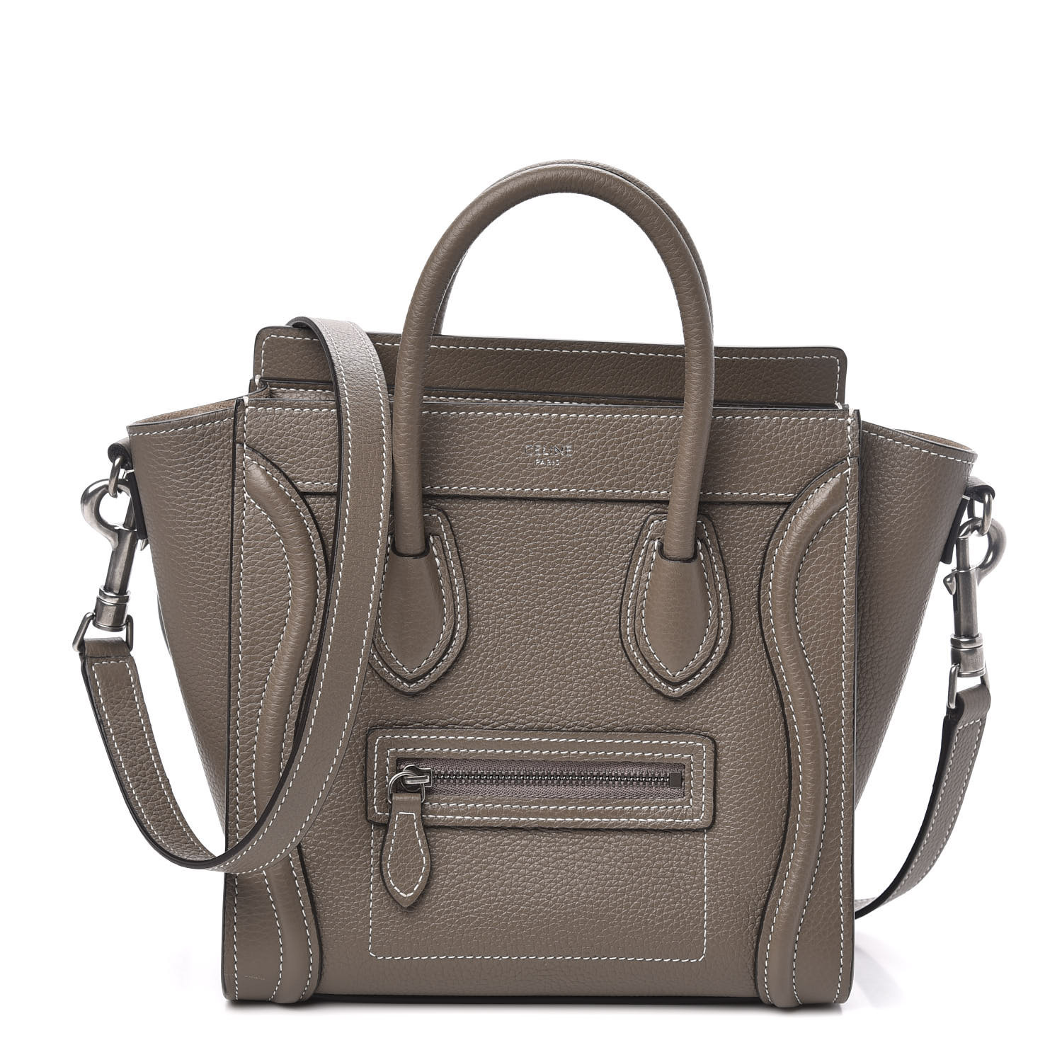 CELINE Drummed Calfskin Nano Luggage Souris