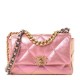 CHANEL Iridescent Calfskin Quilted Medium 19 Flap Pink