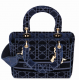 1DIOR velvet series deep blue five grid Lady bag