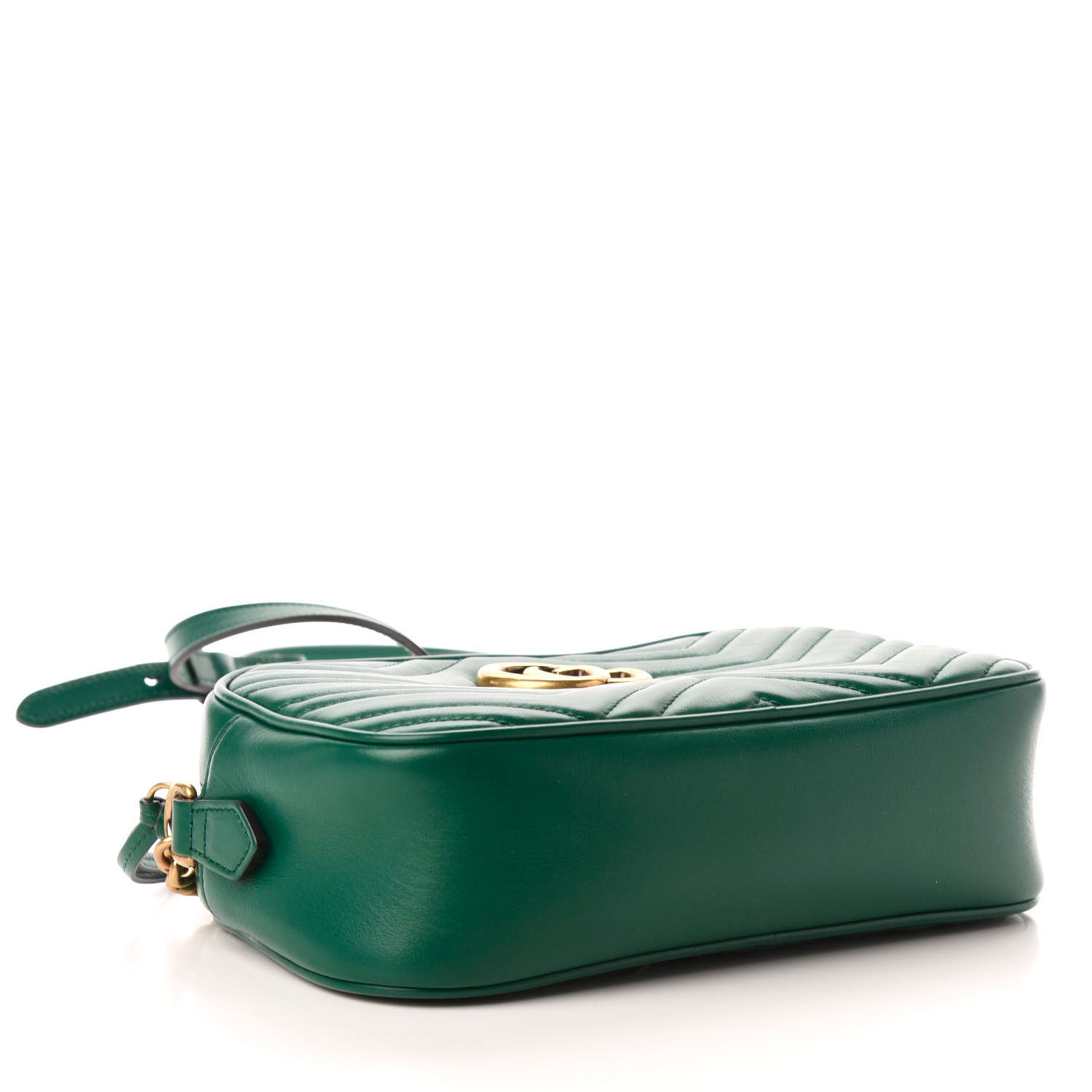 GUCCI Calfskin Matelasse Small GG Marmont Bag Emerald Green