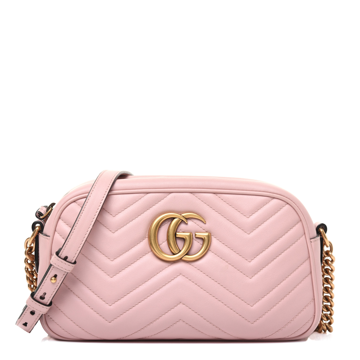 GUCCI 1Calfskin Matelasse Small GG Marmont Bag Pink