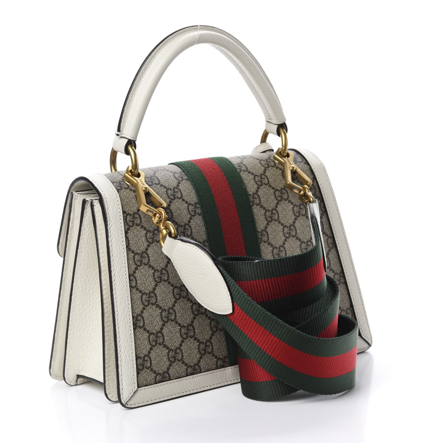 GUCCI GG Supreme Monogram Small Queen Margaret Top Handle Bag White