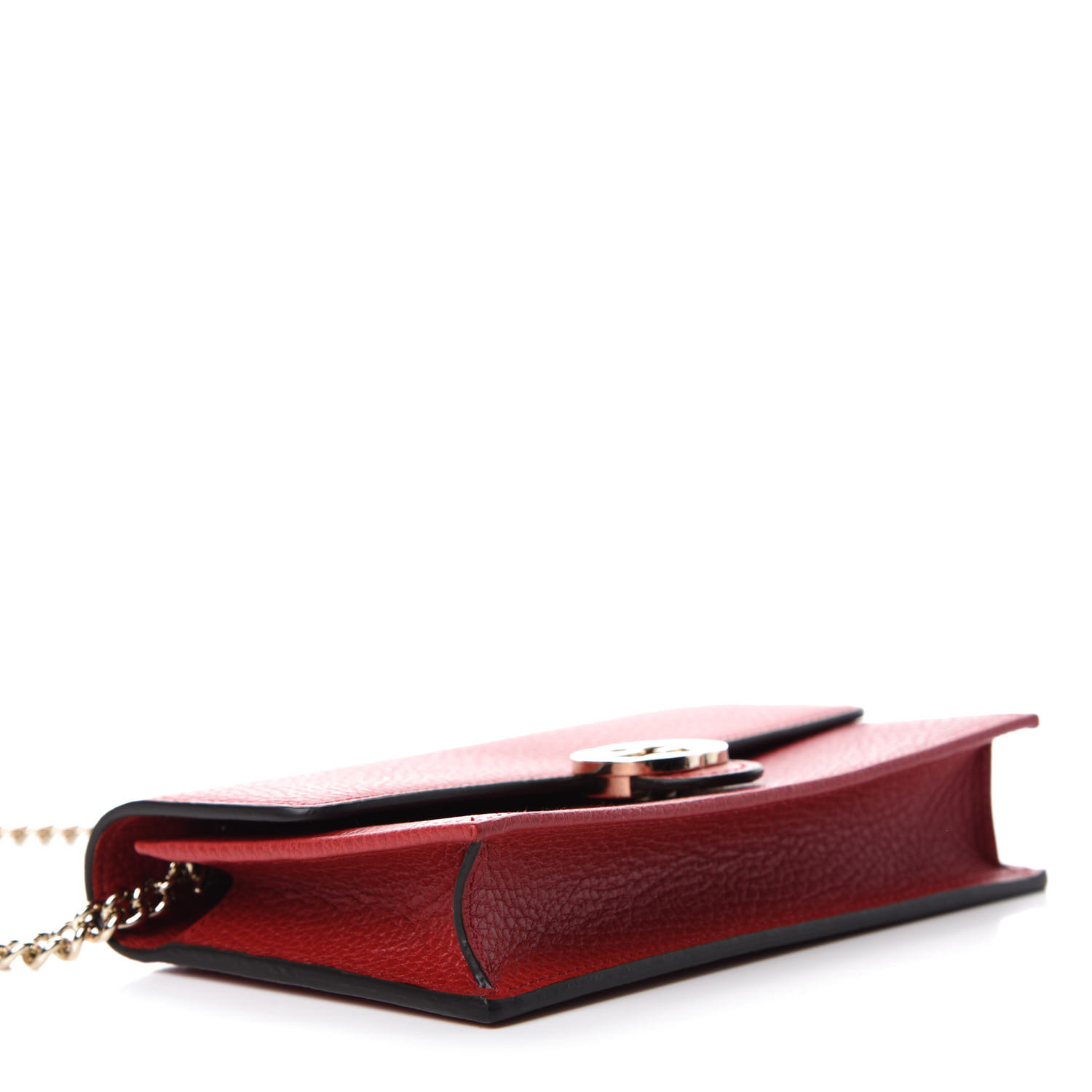 GUCCI Dollar Calfskin Interlocking G Chain Wallet Red