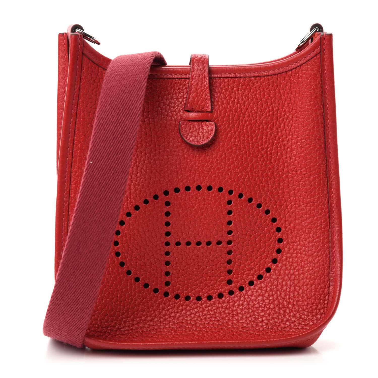 HERMES Taurillon Clemence Evelyne TPM Rouge Casaque