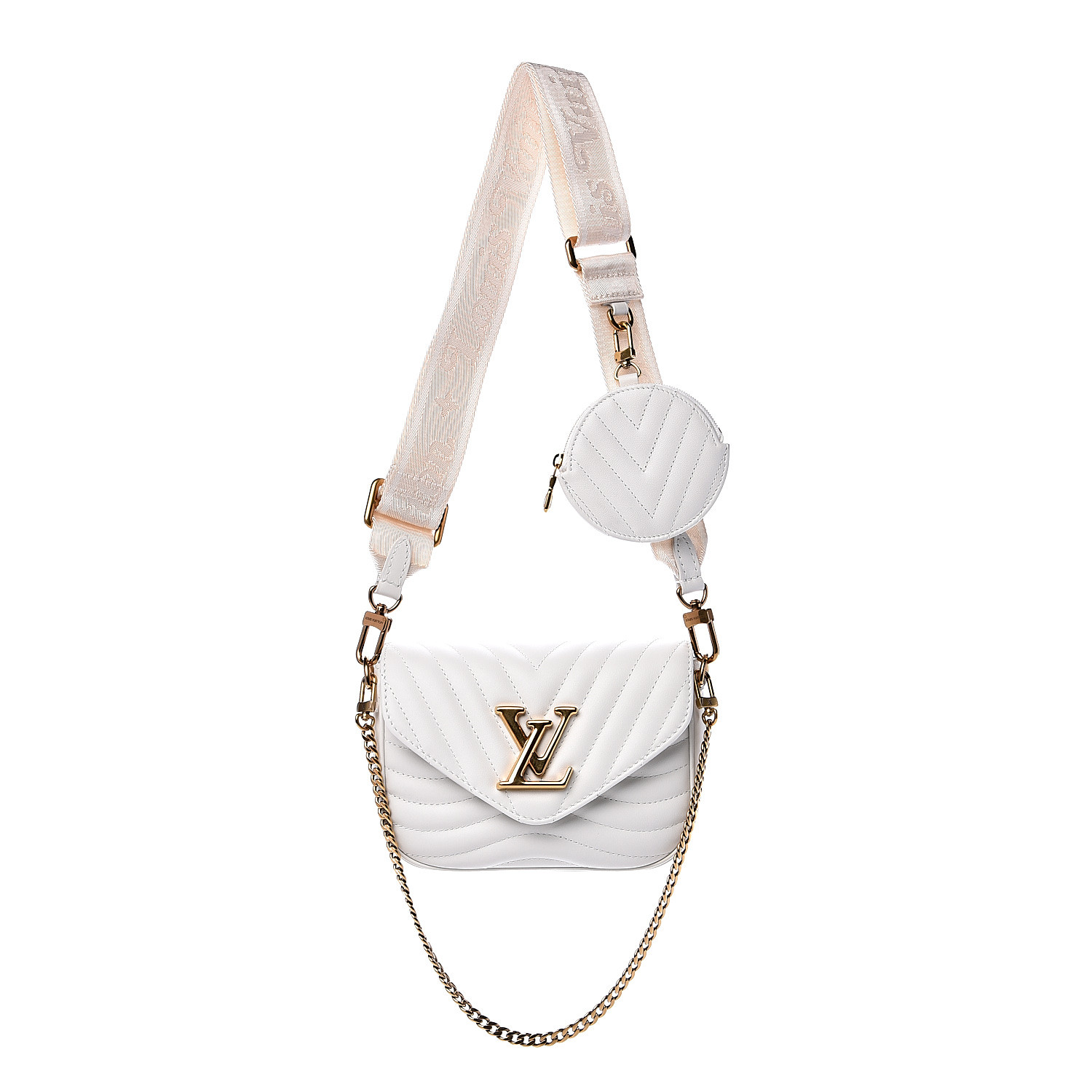 LOUIS VUITTON Calfskin New Wave Multi Pochette Snow