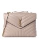 YSL Calfskin Y Quilted Monogram Medium Loulou Chain Satchel Light Natural