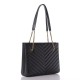 YSL Grain De Poudre Matelasse Chevron Medium Tribeca Shopping Bag Black