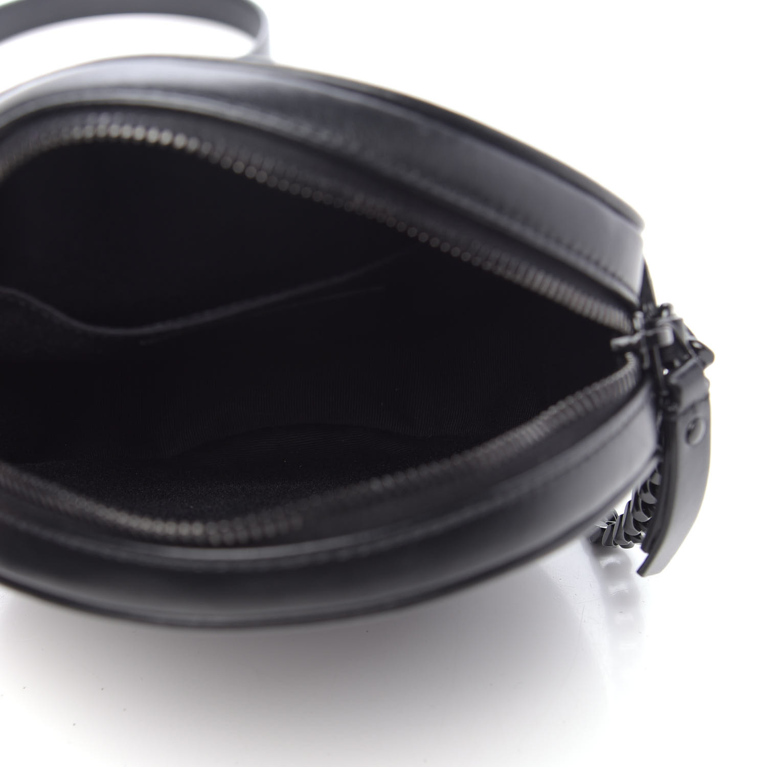 YSL Calfskin Matelasse Chevron Round Vinyle Camera Bag Black