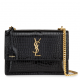 YSL Calfskin Crocodile Embossed Medium Monogram Sunset Black