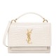 YSL Calfskin Crocodile Embossed Monogram Sunset Chain Wallet Blanc Vintage