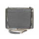 YSL Calfskin Crocodile Embossed Monogram Sunset Chain Wallet Marble gray